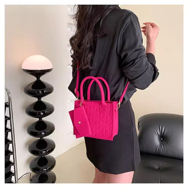 Simple Small Handbag Women's Fashion Felt One Shoulder Combination Bags