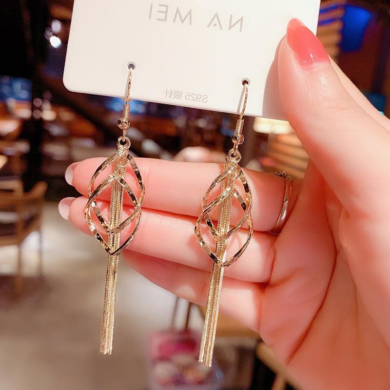 Twisted Diamond Layered Earrings Tassel Earrings