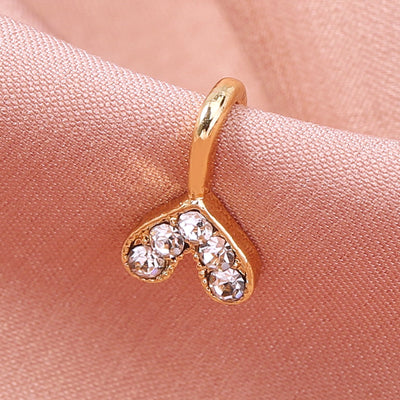 Gold rhinestone nose ring, mini crown rhinestone nose ring, piercing crown nose clip