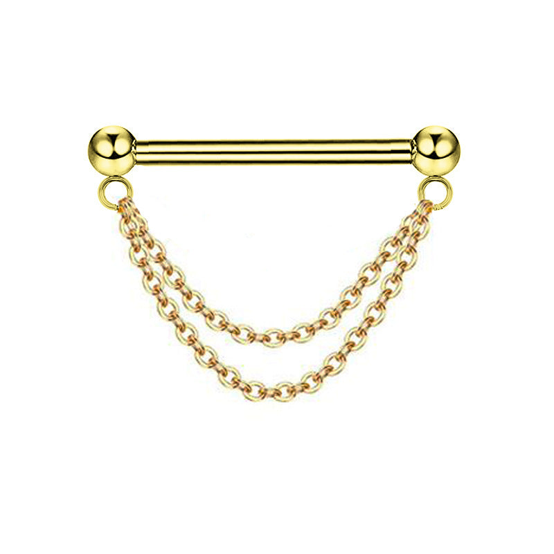 Stainless Steel Nose Chain Insert Double-layer Nose Chain Piercing Jewelry Horseshoe Ring Nose Stud