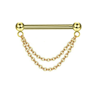 Stainless Steel Nose Chain Insert Double-layer Nose Chain Piercing Jewelry Horseshoe Ring Nose Stud