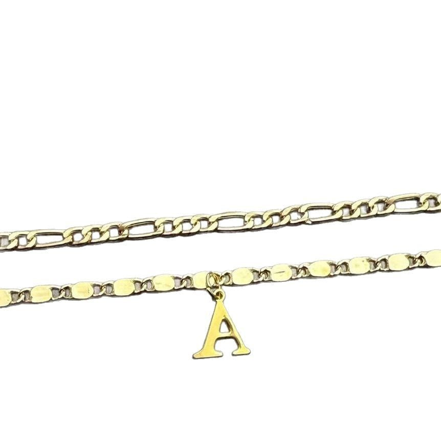 26 Initial Letter Anklets Gold Double Layer Chain Anklet Twin
