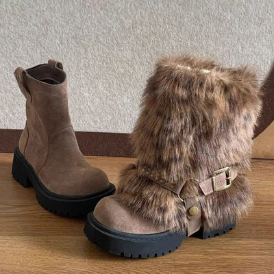 Winter Warm Furry Anti-slip Snow Boots For Women