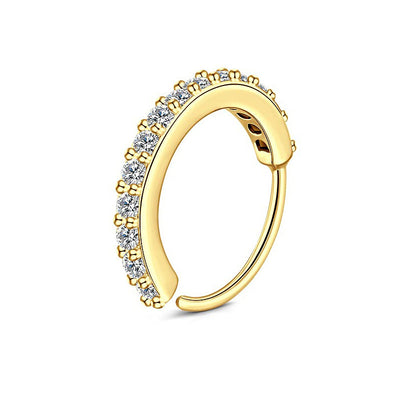 Fashion O-shaped Micro Diamond Ear Ring Single Row Nose Ring